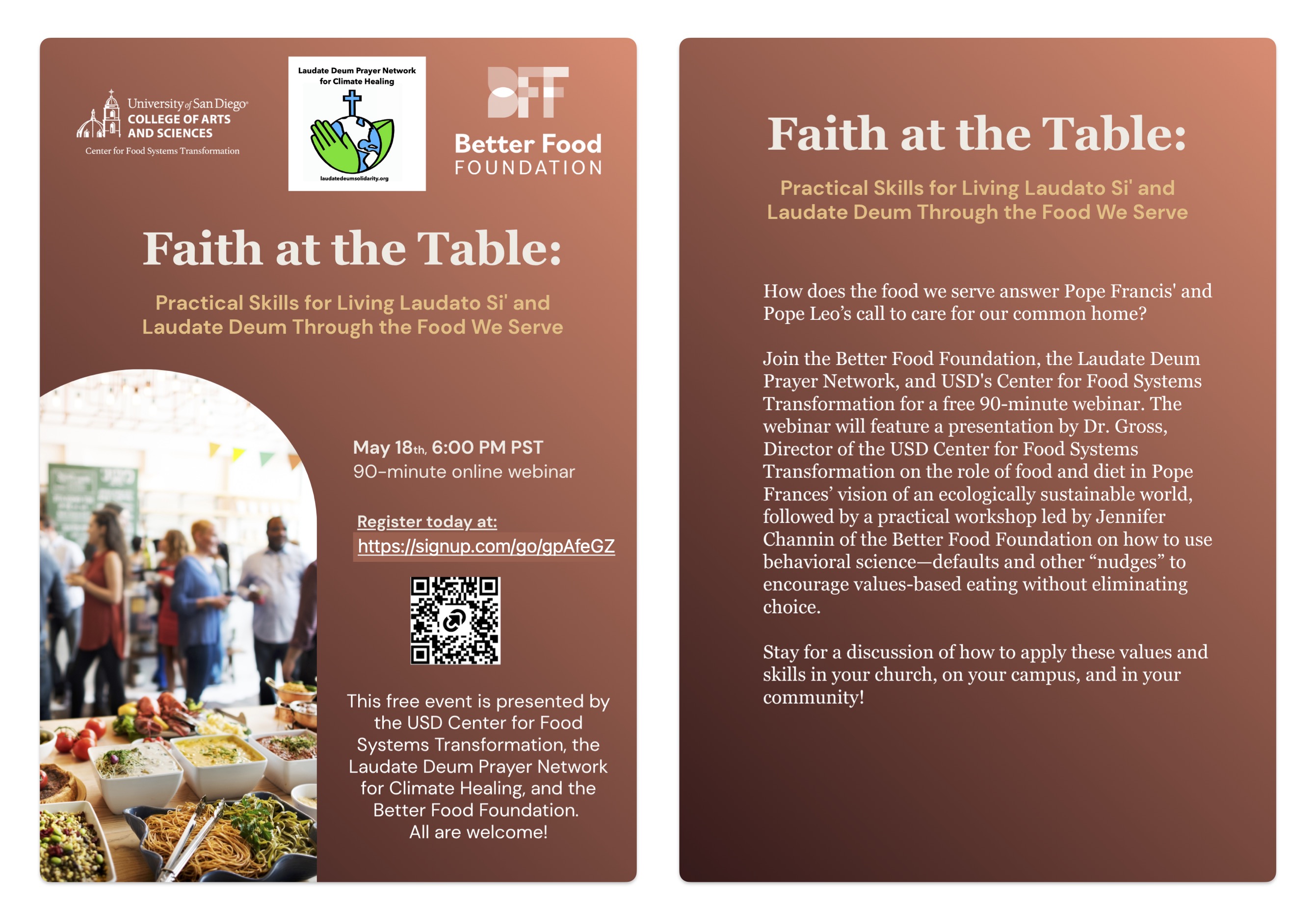 Faith at the Table:
Practical Skills for the Living Laudato Si’ and Laudate Deum Through the Food We Serve